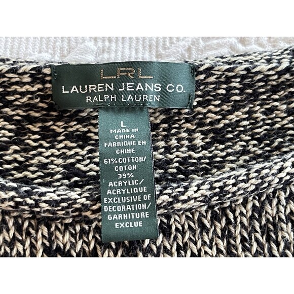 LRL Lauren Jeans Co Ralph Lauren Sweater Variegated Gold Black Ladies Large - Picture 7 of 10
